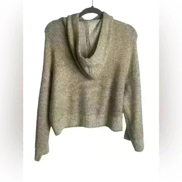 Ruby Moon Size Small Cropped Pullover Hooded Sweater Neutral Brown Knit Boxy - Picture 5 of 8